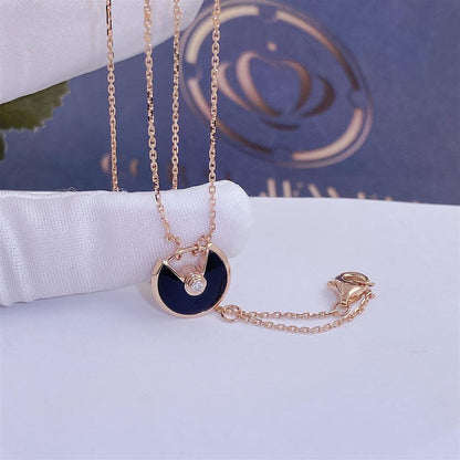 [⭐Reverie Jewels]AMULETTE ROSE GOLD ONYX NECKLACE