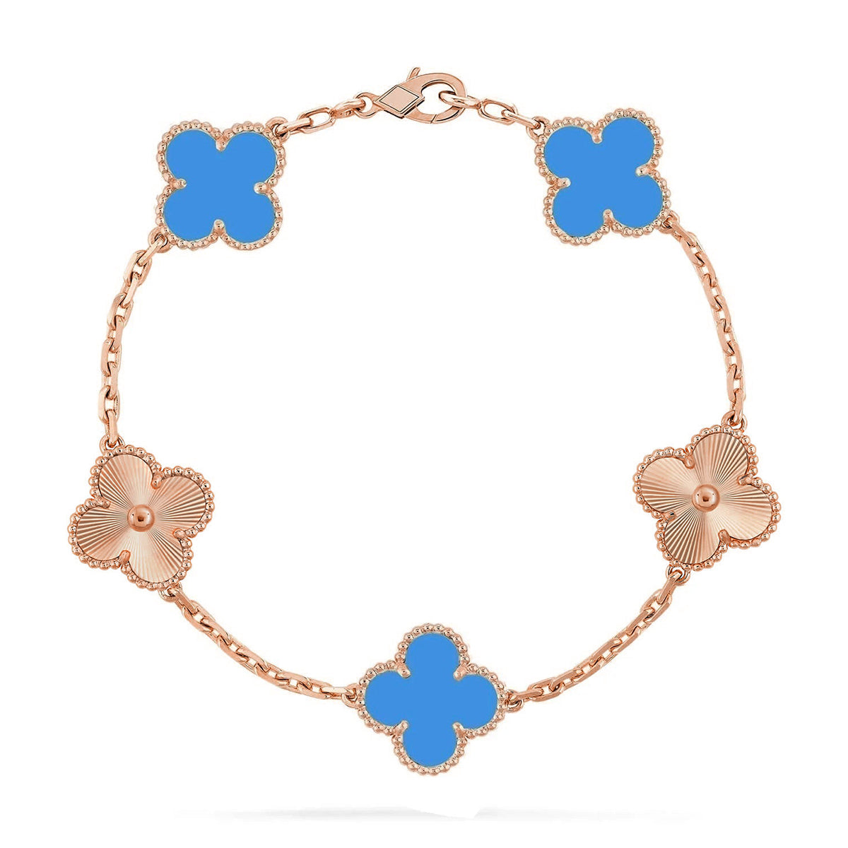 [⭐Reverie Jewels] CLOVER 5 MOTIF BLUE AGATE BRACELET COLLECTION