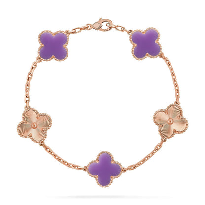 [⭐Reverie Jewels]CLOVER 5 MOTIF LIGHT PURPLE BRACELET COLLECTION