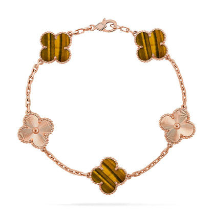 [⭐Reverie Jewels] CLOVER 5 MOTIFS TIGER EYE BRACELET COLLECTION