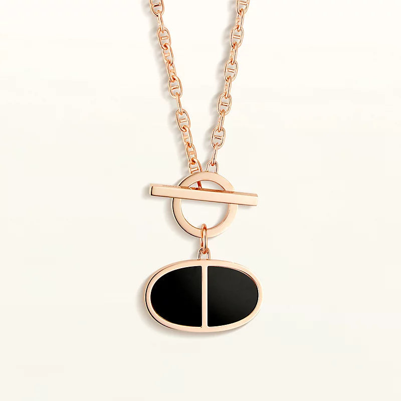 [⭐Reverie Jewels]CHAINE VERSO BLACK CERAMIC NECKLACE