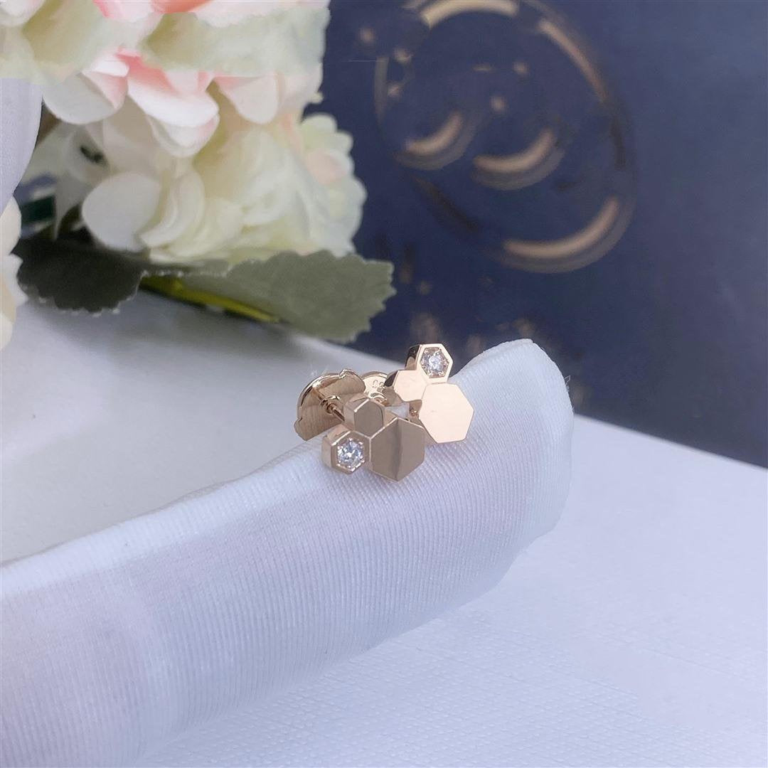 [⭐Reverie Jewels]BEE LOVE PINK GOLD DIAMOND EARRINGS