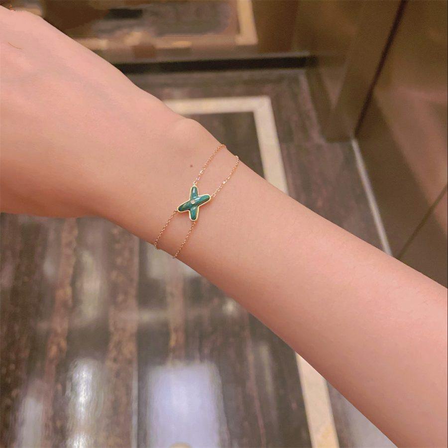 [⭐Reverie Jewels]JEUX BRACELET MALACHITE PINK GOLD 1 DIAMOND