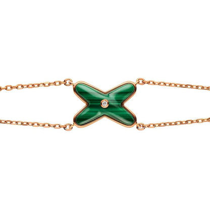 [⭐Reverie Jewels]JEUX BRACELET MALACHITE PINK GOLD 1 DIAMOND