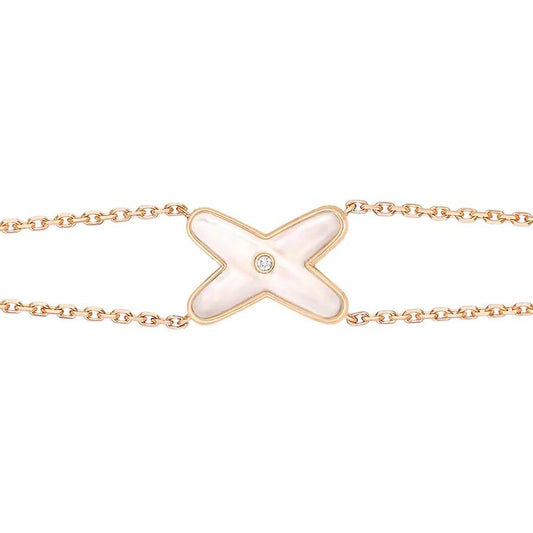 [⭐Reverie Jewels]JEUX BRACELET WHITE MOP PINK GOLD 1 DIAMOND