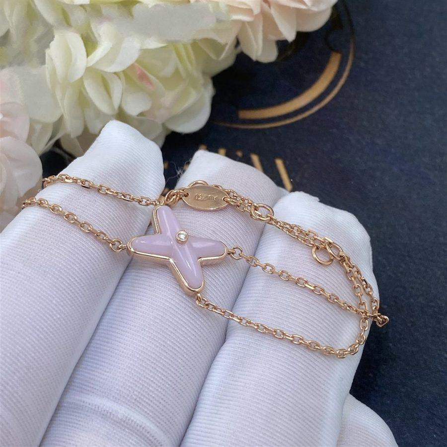 [⭐Reverie Jewels]JEUX BRACELET PINK MOP PINK GOLD 1 DIAMOND