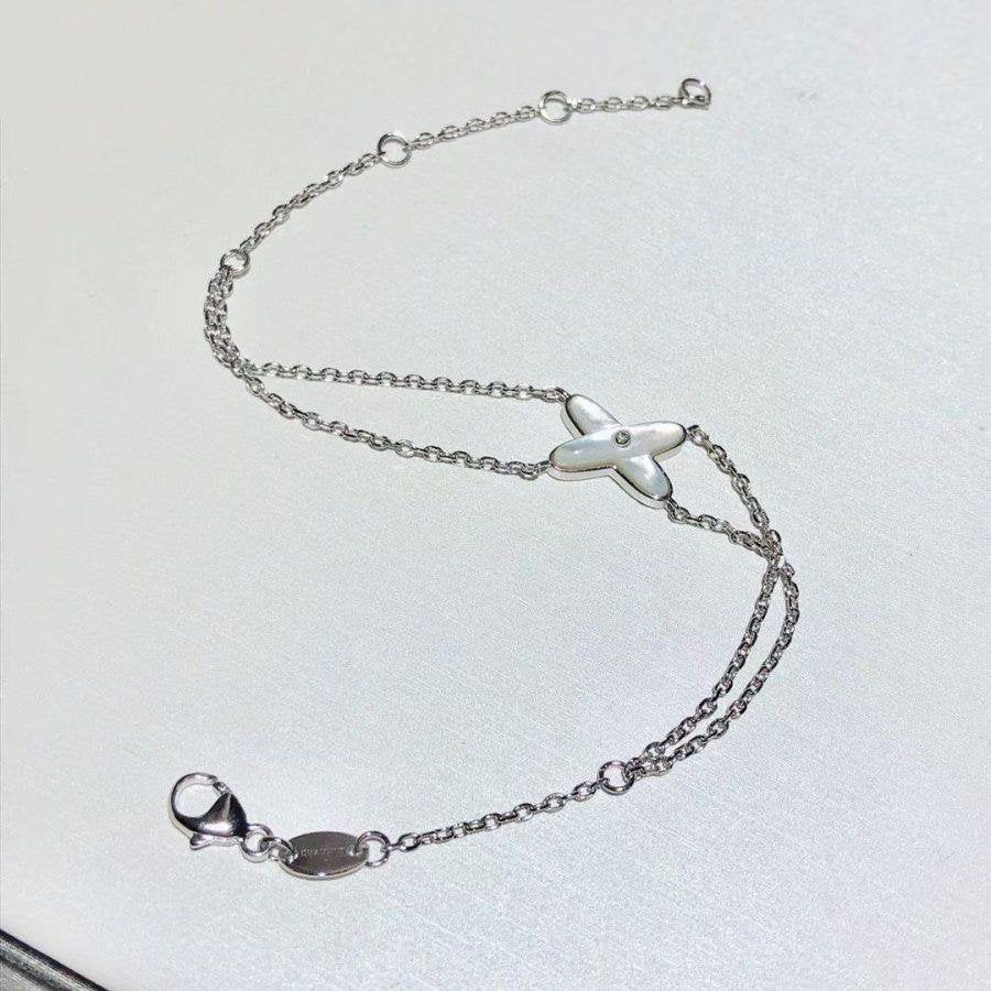 [⭐Reverie Jewels]JEUX BRACELET WHITE MOP SILVER 1 DIAMOND