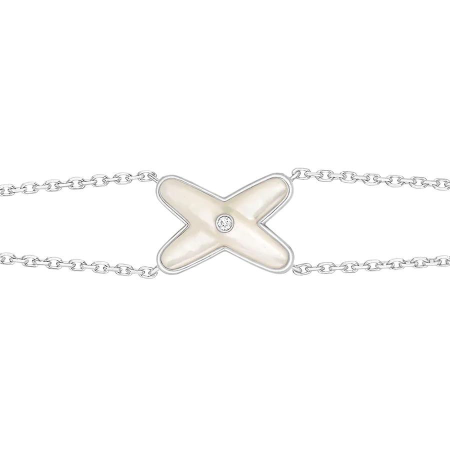 [⭐Reverie Jewels]JEUX BRACELET WHITE MOP SILVER 1 DIAMOND
