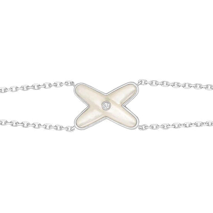 [⭐Reverie Jewels]JEUX BRACELET WHITE MOP SILVER 1 DIAMOND