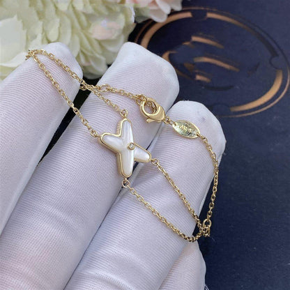 [⭐Reverie Jewels]JEUX BRACELET WHITE MOP GOLD 1 DIAMOND