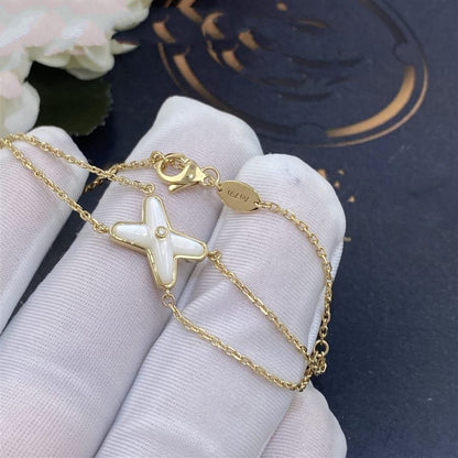[⭐Reverie Jewels]JEUX BRACELET WHITE MOP GOLD 1 DIAMOND