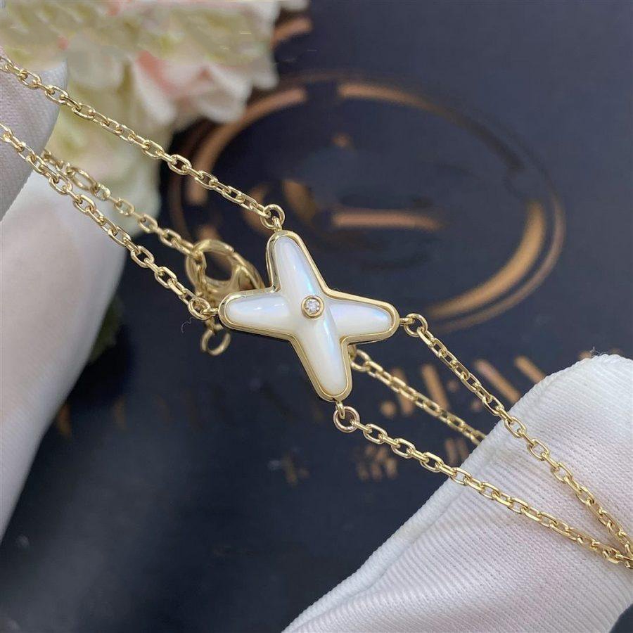 [⭐Reverie Jewels]JEUX BRACELET WHITE MOP GOLD 1 DIAMOND