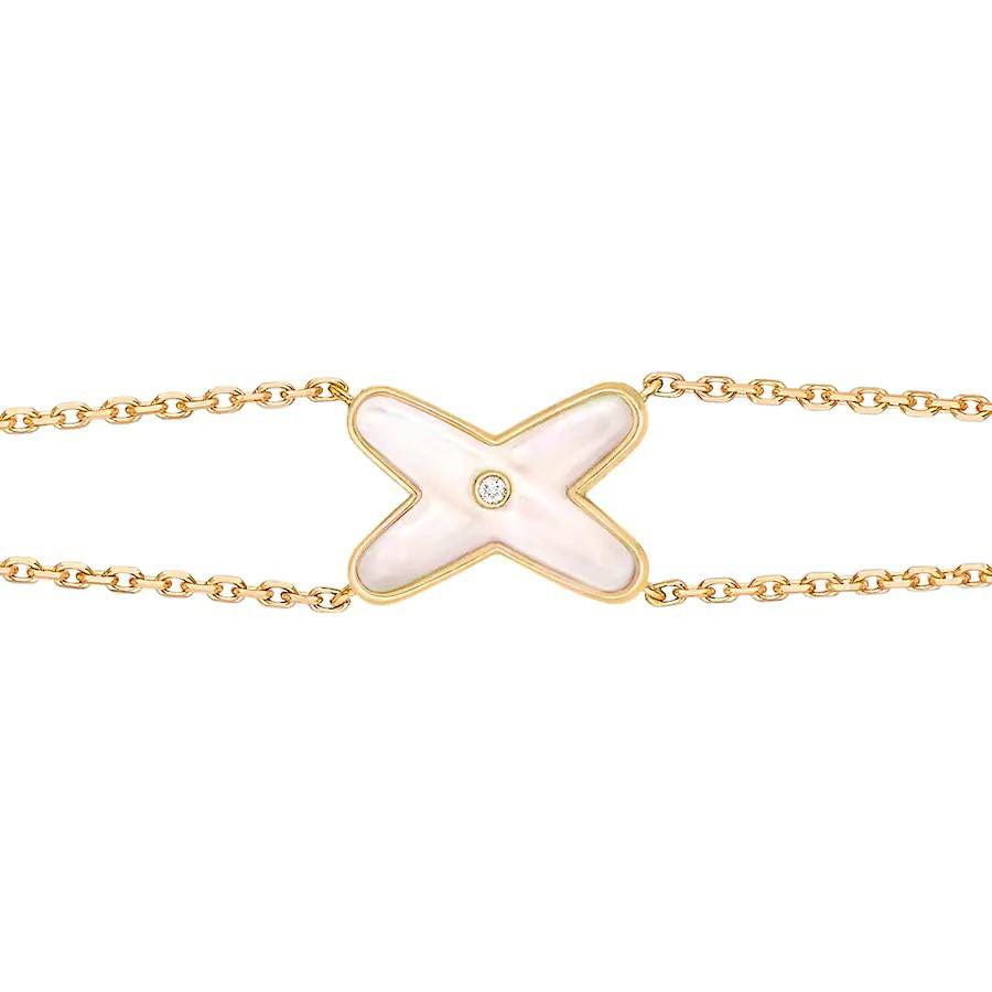 [⭐Reverie Jewels]JEUX BRACELET WHITE MOP GOLD 1 DIAMOND