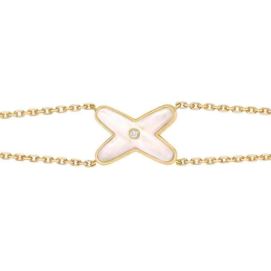 [⭐Reverie Jewels]JEUX BRACELET WHITE MOP GOLD 1 DIAMOND