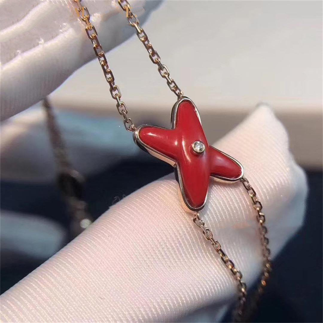 [⭐Reverie Jewels]JEUX BRACELET CARNELIAN PINK GOLD 1 DIAMOND