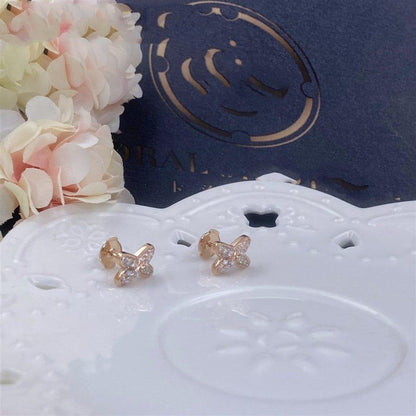 [⭐Reverie Jewels]JEUX DE PINK GOLD DIAMOND EARRINGS