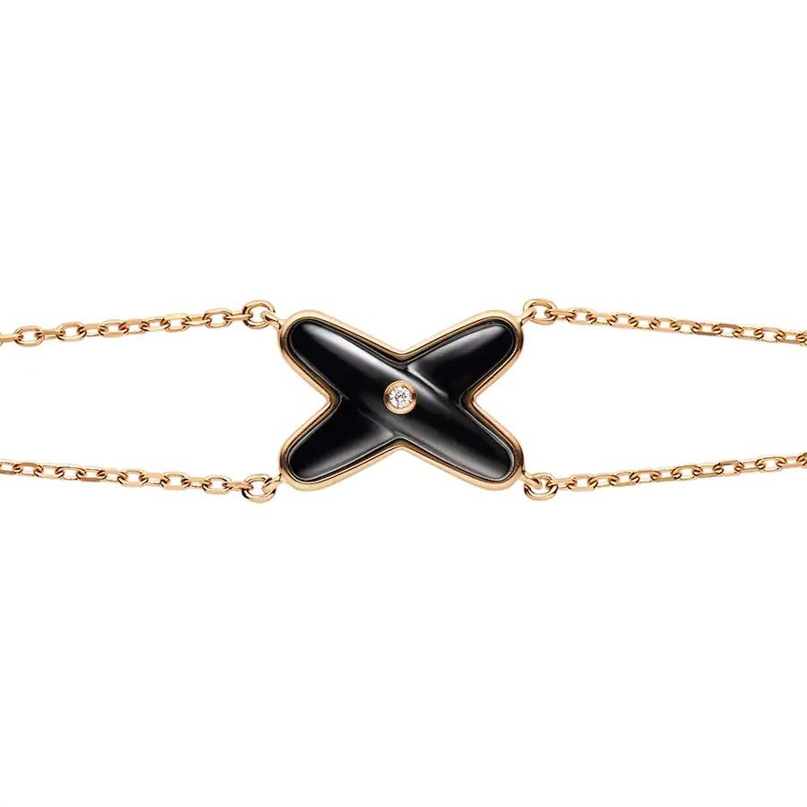[⭐Reverie Jewels]JEUX BRACELET ONYX PINK GOLD 1 DIAMOND