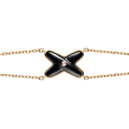 [⭐Reverie Jewels]JEUX BRACELET ONYX PINK GOLD 1 DIAMOND