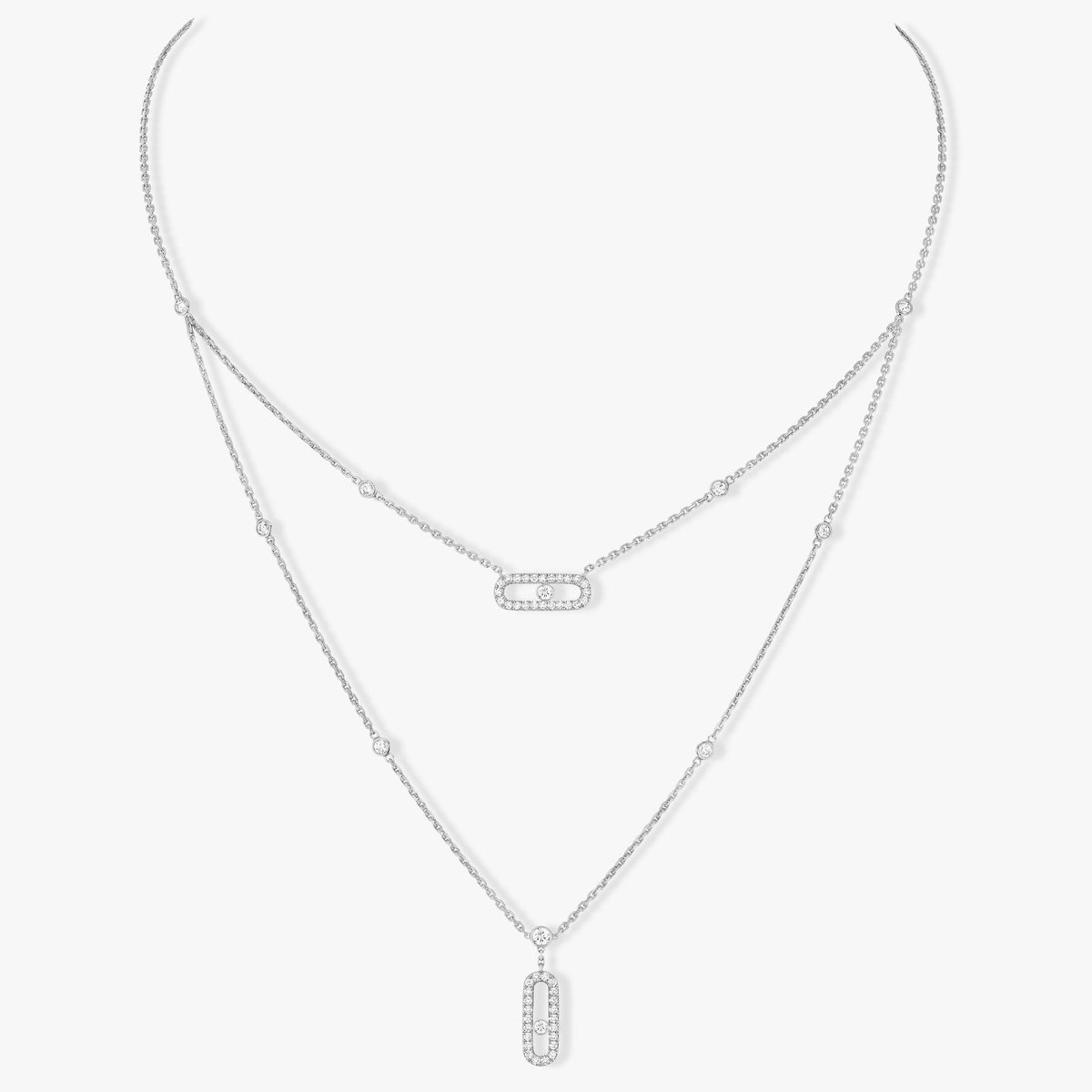 [⭐Reverie Jewels]MOVE 2 ROW DIAMOND NECKLACE