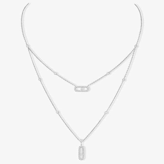[⭐Reverie Jewels]MOVE 2 ROW DIAMOND NECKLACE