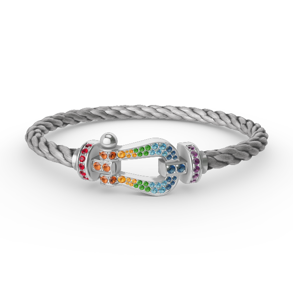[⭐Reverie Jewels]FORC LARGE HORSESHOE  COLORED DIAMOND BRACELET SILVER