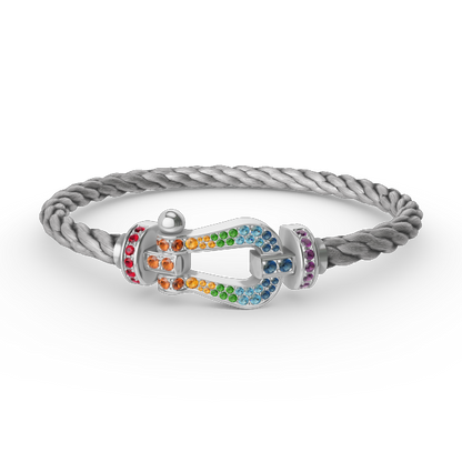 [⭐Reverie Jewels]FORC LARGE HORSESHOE  COLORED DIAMOND BRACELET SILVER