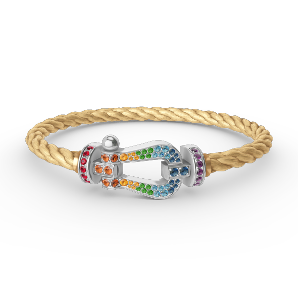 [⭐Reverie Jewels]FORC LARGE HORSESHOE  COLORED DIAMOND BRACELET SILVER