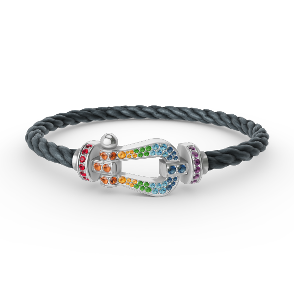 [⭐Reverie Jewels]FORC LARGE HORSESHOE  COLORED DIAMOND BRACELET SILVER