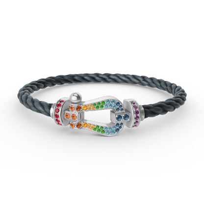 [⭐Reverie Jewels]FORC LARGE HORSESHOE  COLORED DIAMOND BRACELET SILVER