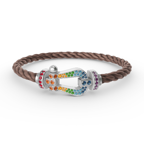 [⭐Reverie Jewels]FORC LARGE HORSESHOE  COLORED DIAMOND BRACELET SILVER