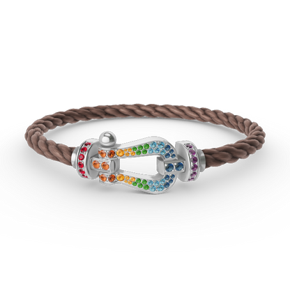 [⭐Reverie Jewels]FORC LARGE HORSESHOE  COLORED DIAMOND BRACELET SILVER