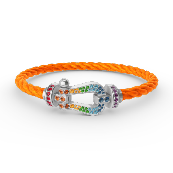 [⭐Reverie Jewels]FORC LARGE HORSESHOE  COLORED DIAMOND BRACELET SILVER