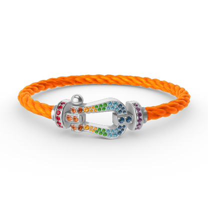 [⭐Reverie Jewels]FORC LARGE HORSESHOE  COLORED DIAMOND BRACELET SILVER