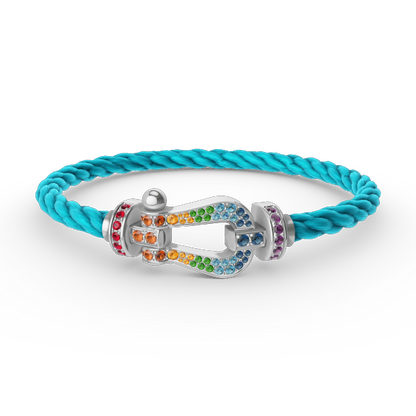 [⭐Reverie Jewels]FORC LARGE HORSESHOE  COLORED DIAMOND BRACELET SILVER