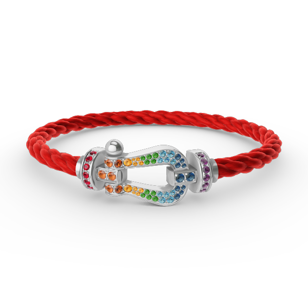 [⭐Reverie Jewels]FORC LARGE HORSESHOE  COLORED DIAMOND BRACELET SILVER