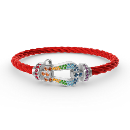 [⭐Reverie Jewels]FORC LARGE HORSESHOE  COLORED DIAMOND BRACELET SILVER
