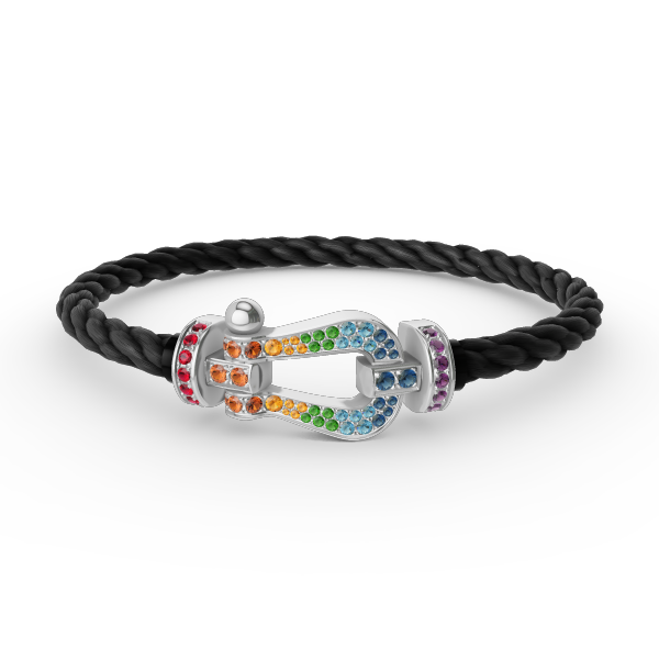 [⭐Reverie Jewels]FORC LARGE HORSESHOE  COLORED DIAMOND BRACELET SILVER