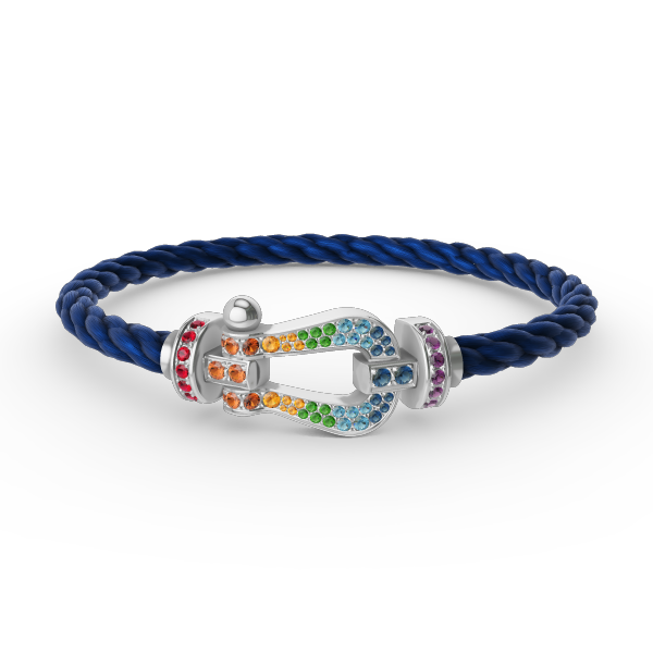 [⭐Reverie Jewels]FORC LARGE HORSESHOE  COLORED DIAMOND BRACELET SILVER