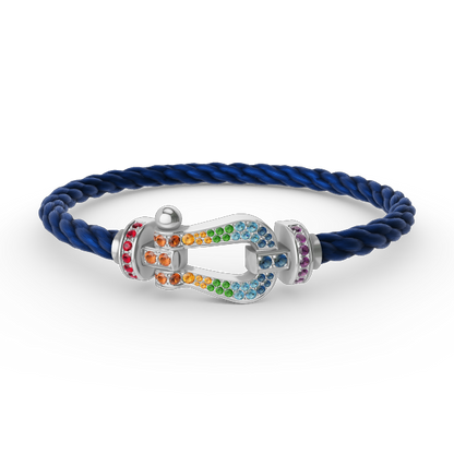 [⭐Reverie Jewels]FORC LARGE HORSESHOE  COLORED DIAMOND BRACELET SILVER