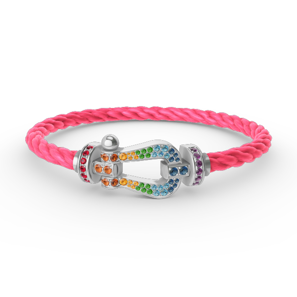 [⭐Reverie Jewels]FORC LARGE HORSESHOE  COLORED DIAMOND BRACELET SILVER