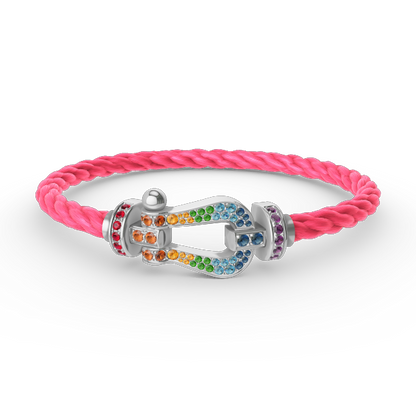 [⭐Reverie Jewels]FORC LARGE HORSESHOE  COLORED DIAMOND BRACELET SILVER
