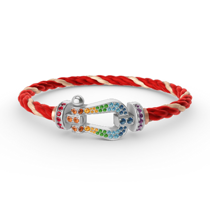 [⭐Reverie Jewels]FORC LARGE HORSESHOE  COLORED DIAMOND BRACELET SILVER