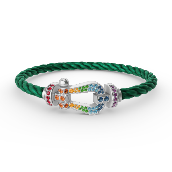 [⭐Reverie Jewels]FORC LARGE HORSESHOE  COLORED DIAMOND BRACELET SILVER