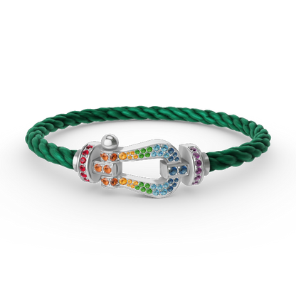 [⭐Reverie Jewels]FORC LARGE HORSESHOE  COLORED DIAMOND BRACELET SILVER