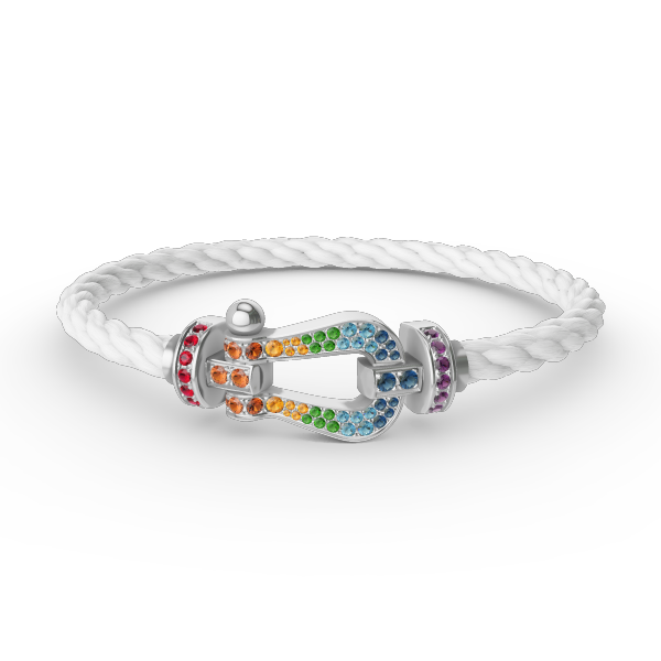 [⭐Reverie Jewels]FORC LARGE HORSESHOE  COLORED DIAMOND BRACELET SILVER