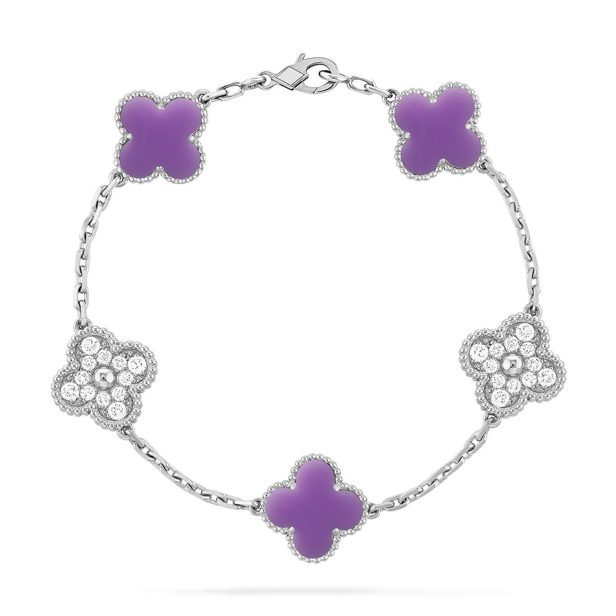 [⭐Reverie Jewels]CLOVER 5 MOTIF LIGHT PURPLE BRACELET COLLECTION
