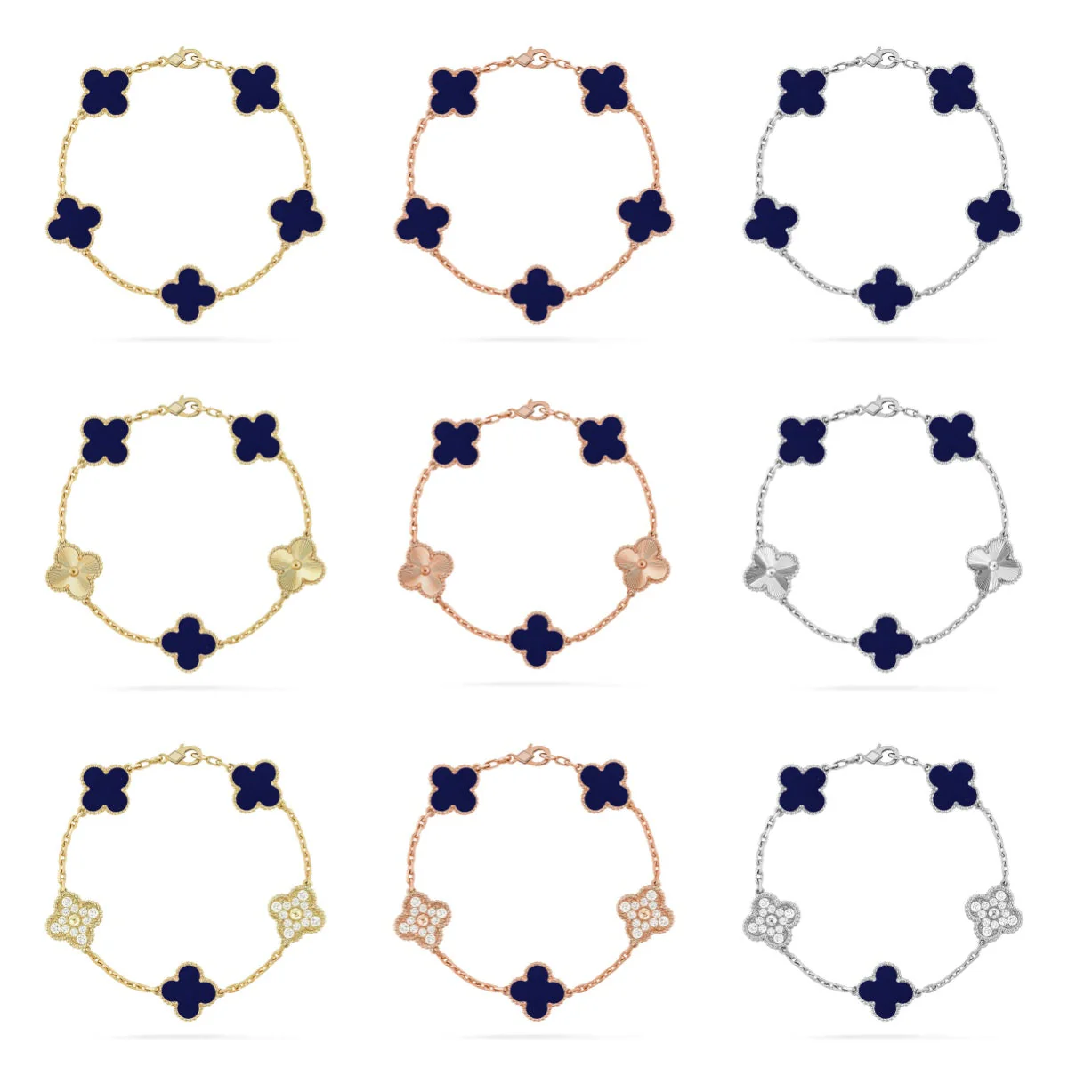 [⭐Reverie Jewels]CLOVER 5 MOTIF LAPIS LAZULI BRACELET COLLECTION