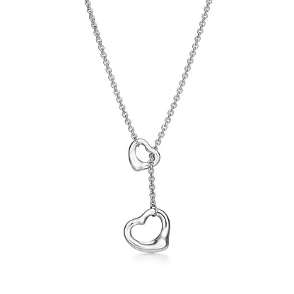 [Reverie Jewels]OPEN HEART LARIAT NECKLACE SILVER