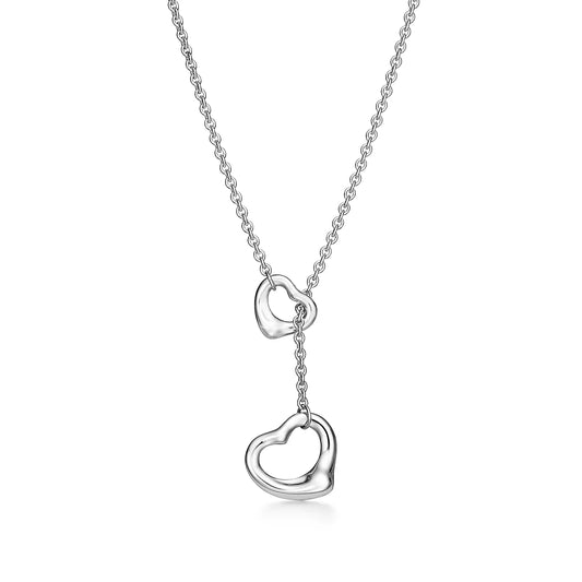 [Reverie Jewels]OPEN HEART LARIAT NECKLACE SILVER