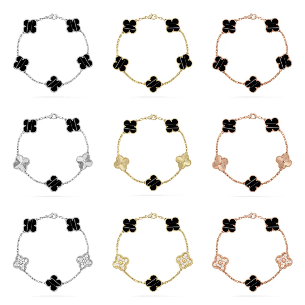 [⭐Reverie Jewels] CLOVER 5 MOTIF PULSAR STONE BRACELET COLLECTION